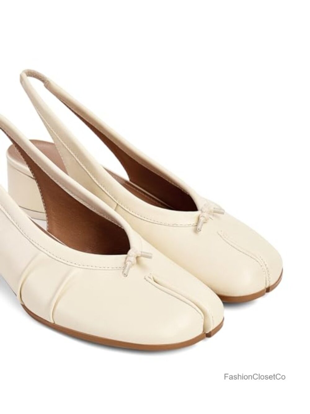Split Toe Slingback Pumps with Chunky Block Heel - Faux Leather Office Wedding - Picture 4 of 6